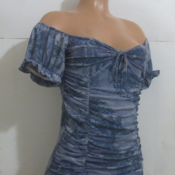 Urban Outfitters Blue Off-Shoulder Mini Dress - Picture 1 of 5